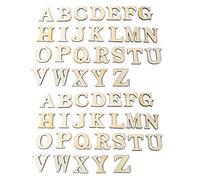 JKJF Lot de 2 Lettres de l'Alphabet en Bois Brut pour Loisirs Créatifs, 26 Lettres de A à Z, 52 Majuscules