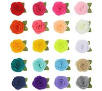 JKJF Lot de 20 rosaces en feutre avec feuilles, fleurs en tissu pour loisirs créatifs, accessoires pour cheveux, décoration de mariage - 20 coule