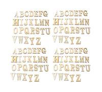 JKJF Lot de 4 autocollants en bois pour loisirs créatifs 26 lettres de A à Z 104 pièces
