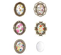 JKJF Lot de 5 pendentifs photo pour bouquet mariée, bouquet, broche boutonnière, ovale, cabochons, lunette, plateaux graduation, breloques à mémoire cadre photo, pour bricolage, bijoux, bricolage