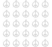 JKJF Lot de 50 breloques en forme de signe de paix vintage en métal - Symbole de paix - Bijoux pour bricolage boucles d'oreilles, collier, bracelet, bracelets de cheville - Argent vieilli