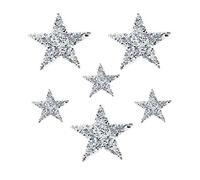 JKJF Lot de 6 écussons en forme d'étoile avec strass transparents pour vêtements, jeans, vestes, sacs, sacs à dos, chapeaux, chaussures, vêtements, décorations, loisirs créatifs, argent