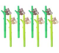 JKJF Lot de 8 stylos à bille à encre gel motif singe mignon grimpant dans un arbre grimpant pour l'école, le bureau, la papeterie, fournitures d'écriture - 0,5 mm noir
