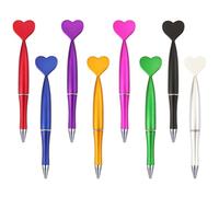 JKJF Lot de 8 stylos à encre gel en forme de cœur - Encre noire, 1,0 mm - Multicolore - Stylos en forme de cœur pour l'école, le bureau, cadeau