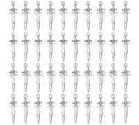 JKJF Lot de 80 pendentifs en forme de dague vintage en forme de couteau en métal pour bricolage boucles d'oreilles, collier, bracelet, bracelets de cheville, bijoux - Argent antique style 2