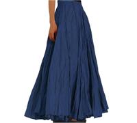 JKJFJKA Jupe Longue Femme Été Taille Haute Plissée Maxi Jupes de Plage Loisir Élégante A Line Grandes Tailles Élastique Ceinture Confortable Plissée Jupon Bleu Royal XL