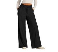 JKJFJKA Pantalon Large Décontracté avec Poches Pantalon De Survêtement Palazzo Décontracté À Taille Haute Noir L Pantalon Femme Detente Femme Pantalon Fluide Pantalon Grossesse