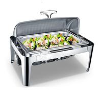 JKJZSALJ Chauffe-Plats Électrique avec Fonction Buffet, 9 L, en Acier Inoxydable, pour La Restauration, Couvercle À Enroulement, Idéal pour Les Fêtes Et Les Banquets, Gn1/3, Gn1/1