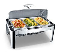 JKJZSALJ Chauffe-Plats Électrique avec Fonction Chauffe-Plats, 9 L, en Acier Inoxydable, pour La Restauration, Couvercle À Enroulement, Idéal pour Les Fêtes Et Les Banquets, Gn1/3, Gn1/3