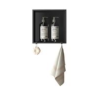 JKJZSALJ Niche De Douche, Étagère De Salle De Bain en Acier Inoxydable 304 avec 2 Crochets, Niche De Douche Mate sans Carrelage, Accessoires De Rangement De Salle De Bain sans Joint, Monocouche