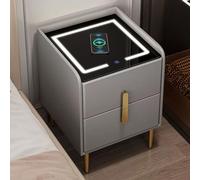 JKJZSALJ Table D'Appoint avec Éclairage LED, Table De Chevet Intelligente avec Station De Charge, Table De Chevet, D, 40 X 40 X 50 Cm