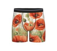Jkkghll Boxer confortable pour homme avec imprimé fleurs de coquelicot pour un usage quotidien, entraînement, voyage, Noir , M