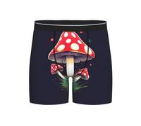 Jkkghll Boxer pour homme avec imprimé champignons magiques - Short confortable pour tous les jours, les entraînements, les voyages, Noir , M
