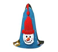 Jkkghll Cape à capuche en carton de Noël avec imprimé bonhomme de neige pour festival, carnaval, magicien, événements en plein air