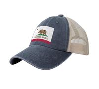 Jkkghll Casquette de baseball en maille avec imprimé drapeau de l'État de Californie pour adultes, pour la randonnée, la pêche, la plage, les voyages, bleu marine, Taille unique
