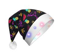 Jkkghll Chapeau de Noël LED unisexe pour adulte avec imprimé ananas, banane, flamant rose, pour décoration de fête, bonnet de Noël et accessoires de costume