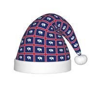 Jkkghll Chapeau d'elfe de Noël imprimé drapeau de l'État du Wyoming - Accessoire de fête de vacances - Nouvel An - Décoration de famille