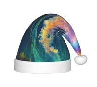 Jkkghll Chapeau d'elfe de Noël imprimé méduses océaniques pour fêtes de fin d'année, accessoire de famille, chapeaux de Noël