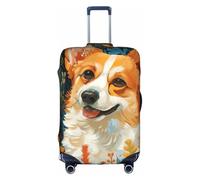 Jkkghll Corgi Housse de protection élastique avec fermeture éclair dissimulée et anti-rayures Motif fleurs printanières, blanc, M