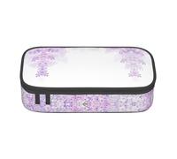 Jkkghll Encadrement de fleurs lilas en fleur élégante trousse scolaire 21,6 x 5,1 x 9,4 cm sac de rangement multifonction étudiant, Noir , Taille unique