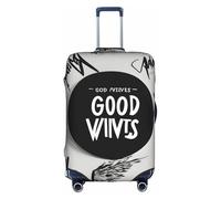 Jkkghll Good Vibes Only Housse de protection élastique pour valise de voyage avec fermeture éclair dissimulée anti-rayures, blanc, M