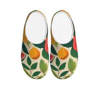 Jkkghll Hojas Tropicales Y Flores Chaussons en flanelle chauds anti-boulochage pour intérieur et extérieur Semelle TPR élégante pour usage quotidien