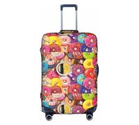 Jkkghll Housse de bagage élastique avec fermeture éclair dissimulée et anti-rayures Motif café et donuts, blanc, XL