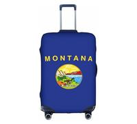 Jkkghll Housse de bagage élastique avec fermeture éclair dissimulée et anti-rayures Motif drapeau de l'État du Montana, blanc, M