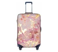 Jkkghll Housse de bagage élastique avec fermeture éclair dissimulée et anti-rayures Motif marbre Rose, blanc, S