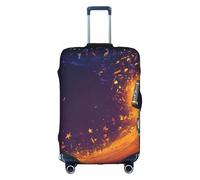 Jkkghll Housse de protection élastique pour valise avec microphone et notes de musique avec fermeture éclair dissimulée anti-rayures, blanc, XL