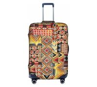 Jkkghll Housse de protection élastique pour valise de voyage avec fermeture éclair dissimulée et anti-rayures Motif patchwork africain, blanc, XL