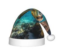 Jkkghll Lord Howe Island Chapeau d'elfe de Noël imprimé tortue de mer Chapeau de fête de vacances Nouvel An Accessoires Famille Noël Chapeaux Décor