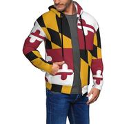Jkkghll Maryland State Flag Print Sweat à capuche pour homme Pull décontracté streetwear élégant pour l'automne, l'hiver, le printemps, Noir , 3XL