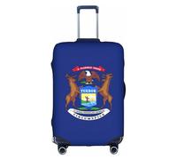 Jkkghll Michigan State Housse de bagage élastique avec fermeture éclair dissimulée anti-rayures Motif drapeau de l'État du Michigan, blanc, S