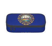 Jkkghll New Hampshire State Flag Print Trousse scolaire élégante 21 x 5 x 9,4 cm Sac de rangement multifonction pour étudiant, Noir , Taille unique