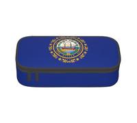 Jkkghll New Hampshire State Flag Print Trousse scolaire élégante 21 x 5 x 9,4 cm Sac de rangement multifonction pour étudiant, Noir , Taille unique