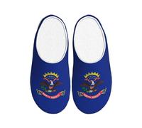 Jkkghll Pantoufles confortables en flanelle avec imprimé drapeau du Dakota du Nord - Pour intérieur et extérieur - Semelle TPR élégante - Utilisation quotidienne