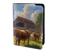 JKKGHLL Portefeuille léger pour passeport et documents de voyage Motif ferme bovins 14 cm, Noir , Taille unique