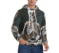 Jkkghll Pull à capuche chaud et léger imprimé squelettes pour homme, pour l'hiver, l'automne et le printemps, tenue décontractée, Noir , 3XL
