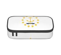 Jkkghll Rhode Island State Flag Print Trousse scolaire élégante 21 x 5 x 9,4 cm Sac de rangement multifonction pour étudiant, Noir , Taille unique