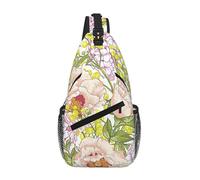 Jkkghll Sac à dos à bandoulière avec imprimé floral violet et jaune - Accessoire de voyage pour usage quotidien
