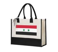 Jkkghll Sac fourre-tout en toile avec drapeau de la République arabe syrienne - Cadeau écologique pour la plage, les voyages, l'école, le bureau, un anniversaire