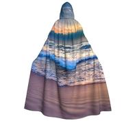 Jkkghll Serene Seaside Sunset Print Cape à capuche confortable pour adulte Costume de carnaval Cape pour cosplay fête à thème