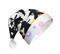 Jkkghll Silhouettes Of Martial Print Chapeau de Noël LED Unisexe Adulte pour Décoration de Fête Casquette de Noël et Accessoires de Costume