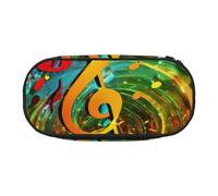 Jkkghll Trousse à crayons de grande capacité avec fermeture éclair et motif notes de musique, Noir , Taille unique, Organiseur de sac