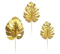 jklashfi Lot de 30 feuilles de palmier - Or - Tropical - Décoration - Feuille de tortue - Feuilles de palmier - Artificielles