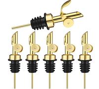 jklashfi Lot de 6 becs verseurs lestés en acier inoxydable pour bouteilles d'alcool, clapet automatique, distributeur d' d'olive (doré)