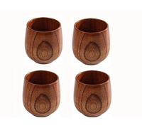 Jklcom Tasses à thé en bois naturel de qualité supérieure en bois massif 250 ml Tasse à thé Lot de 4 tasses à thé en bois, Mug à café Mug à vin pour thé, café, vin, Bière, boissons chaudes