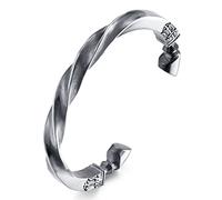 JKLDZ Odin's Horse Shoes Sleipnir Bracelet, C-Shape Open Adjustable Twisted Stainless Steel Bangle, Norse Viking Vintage Wristband Cuff Jewelry (couleur : argent)