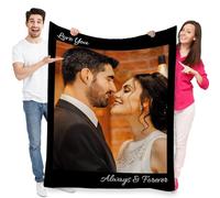 jklitio Couverture personnalisée - Créez votre propre couverture photo, cadeau idéal pour mari, épouse, parents ou amis pour Noël et anniversaires